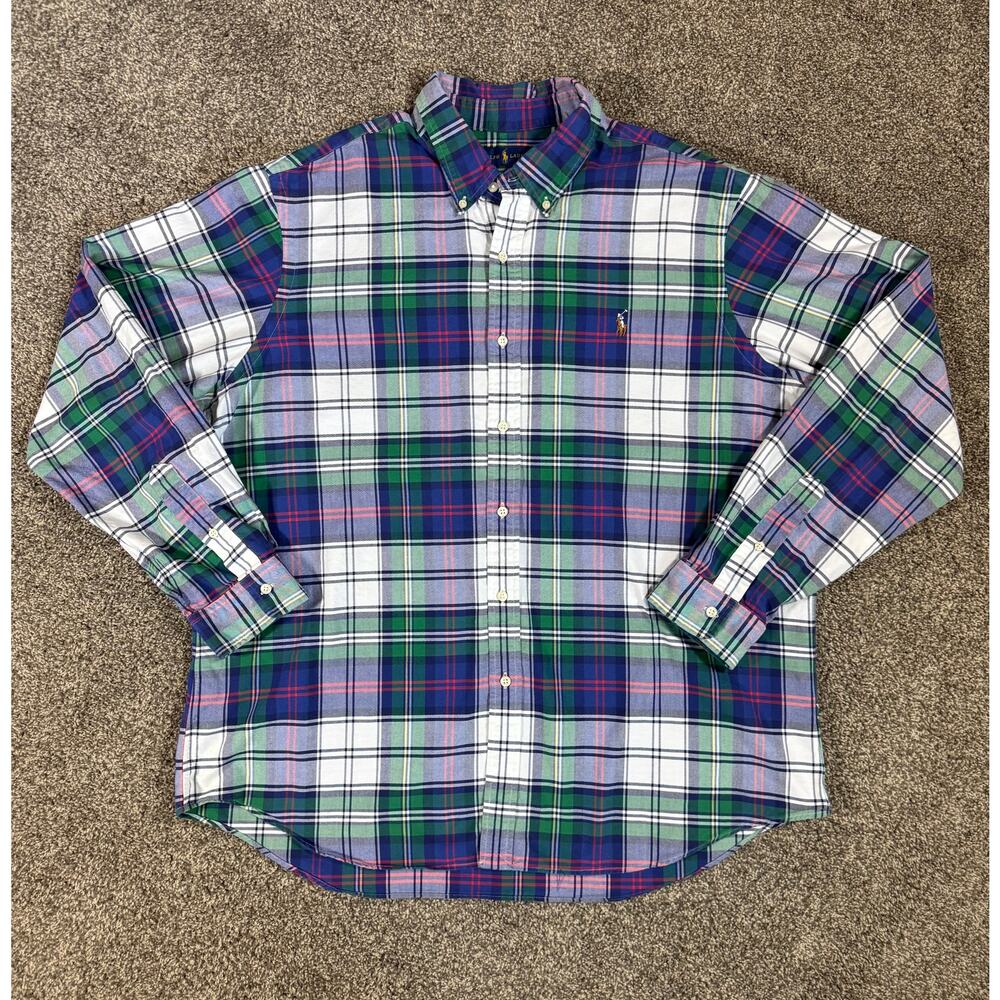 Ralph Lauren Polo Men's Shirt XXL Button Down Plaid Long Sleeve Preppy